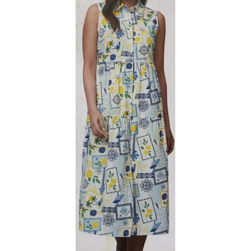 Alex's Lemonade Stand Woven Dress Size XL Yellow Lemon Print Summer Cottagecore - Picture 2 of 5